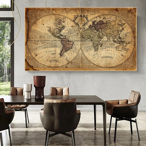 Vintage World Map Wall Art