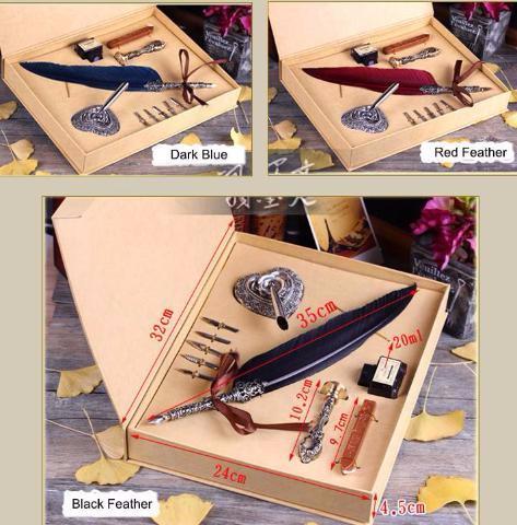 Feather Quill Writing Pen and Ink Set